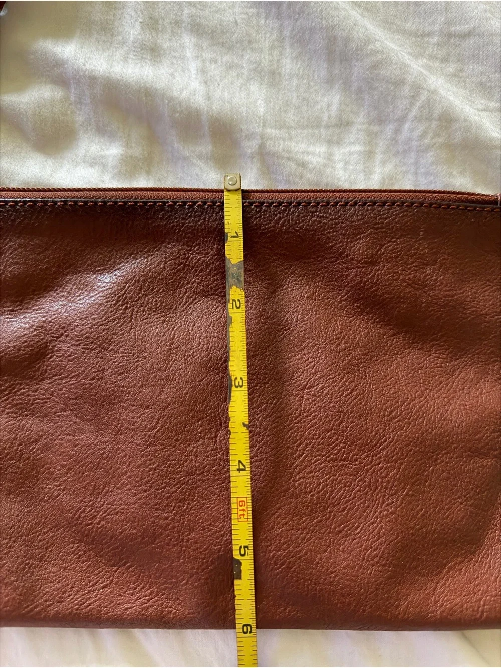 Frye Chestnut Leather Wristlet Pouch